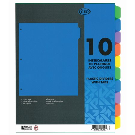 Intercalaires de plastique avec onglets