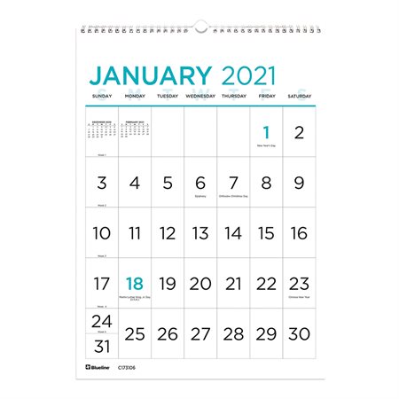 Calendrier mural à gros caractère (2021)