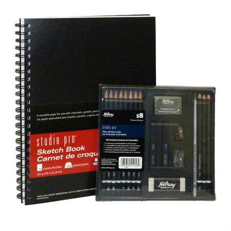 Ensemble carnet à croquis et trousse d’artiste