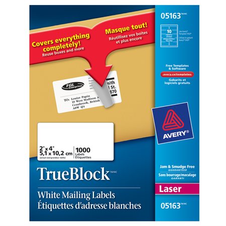 Étiquettes d'expédition blanches laser TrueBlock™