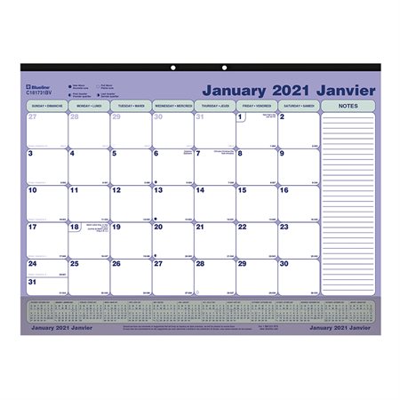 Calendrier sous-main mensuel (2020)