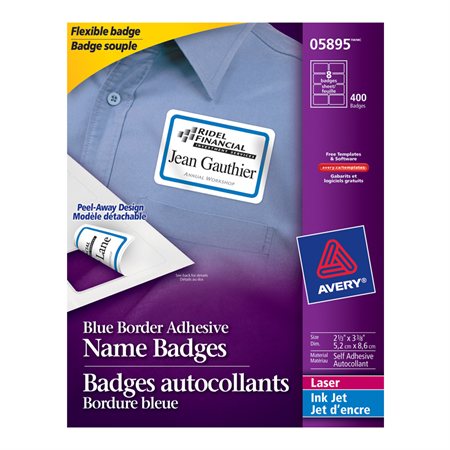 White flexible self-adhesive name badge