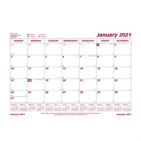 Recharge pour calendrier de bureau mensuel (2020)