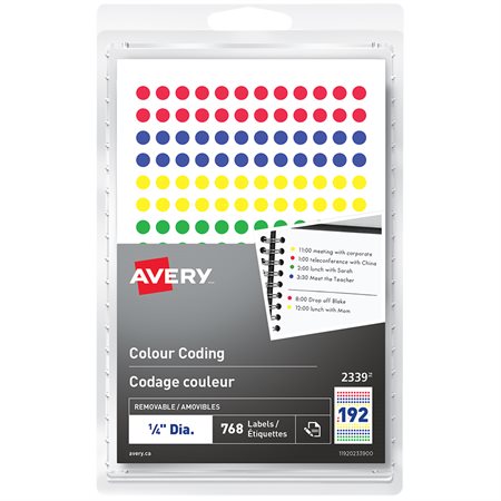 Étiquettes de codage couleur autoadhésifs