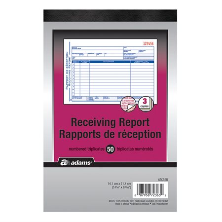 Livret de formulaires pour rapport de réception