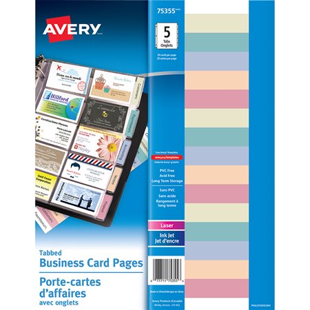 Porte-cartes d’affaires à onglets pour reliure