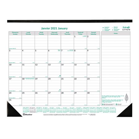 Calendrier sous-main mensuel Ecologix® (2021)